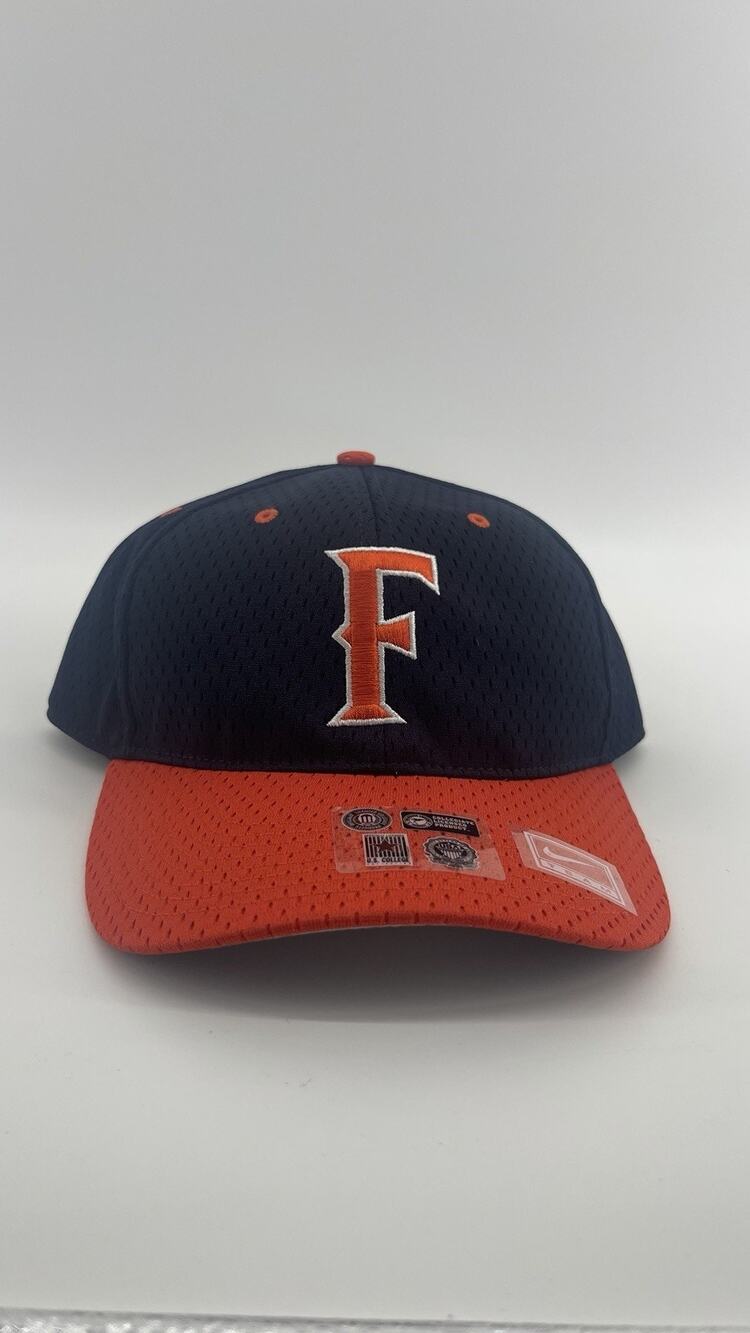 Nike Team Fullerton Titans Fitted Hat Size 7 3/4 Navy Orange Mesh Cap NCAA